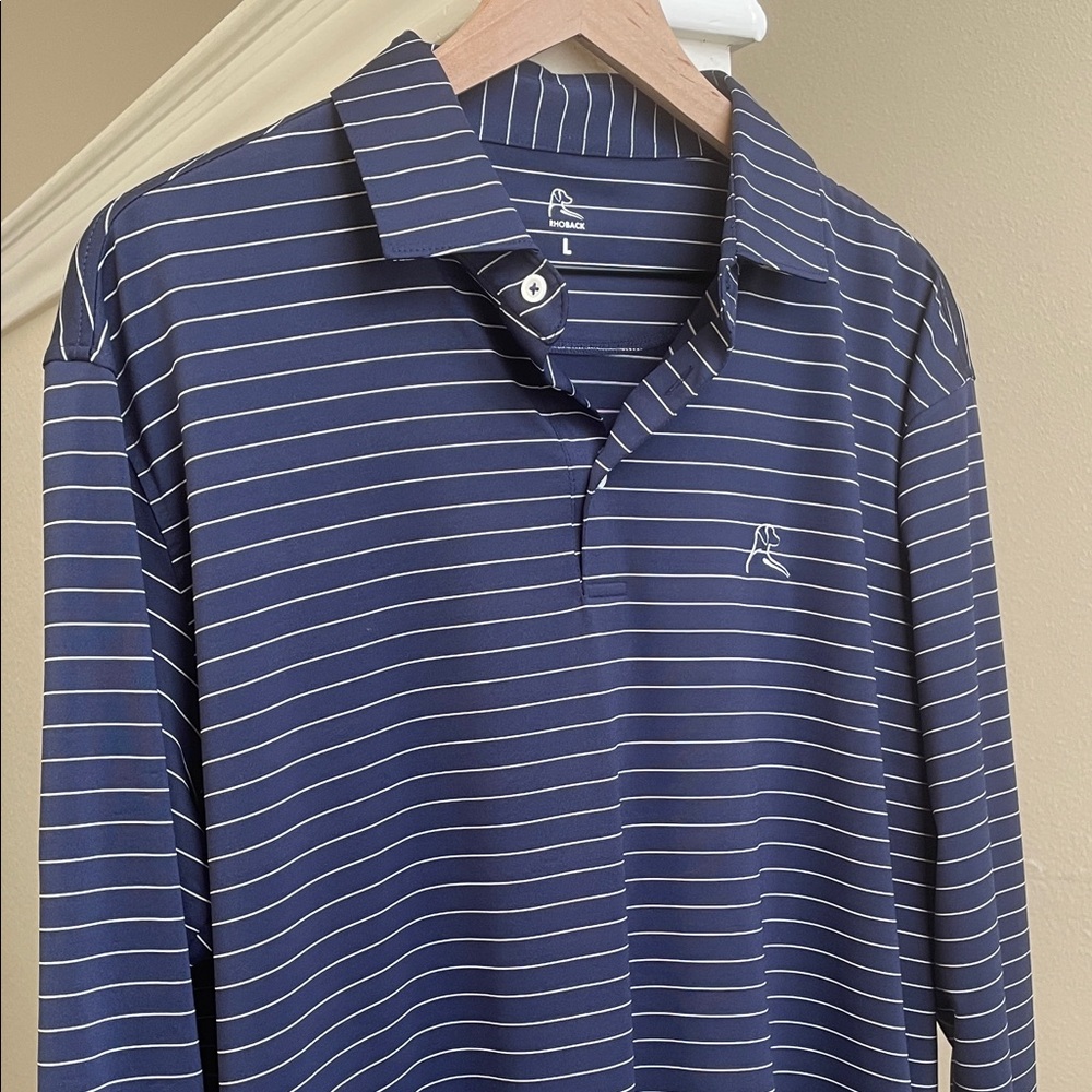 Rhoback - The Captain Stripe - Longsleeve Blue Polo Shirt